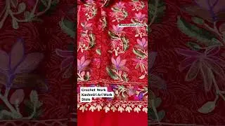 Red Crochet Stole 💯% Pure Wool Stole🧣 with Kashmiri Ari Embroidery Work.