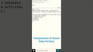 Azure Data Factory Major components? #adf #azure #datafactory #interviewquestion