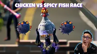 Chicken vs Spicy Fish Race!!! 🤔🤔🤔