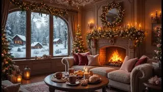 A Christmas Coffee Shop Ambience with Relaxing Christmas Jazz Music, Crackling Fire, and Cafe Sounds