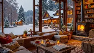 A peaceful winter atmosphere ❄️ Warm jazz piano music and the crackling of fire in the fireplace.