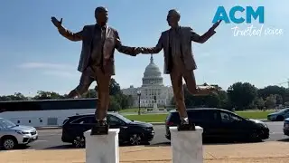 Statue mocking Trump&rsquo;s &lsquo;friendship&rsquo; with Epstein removed