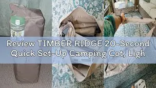 Review TIMBER RIDGE 20-Second Quick Set-Up Camping Cot, Lightweight Aluminum Folding Cot with Zipper
