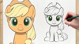 Как нарисовать Эпплджек 🍎 | My Little Pony: легко и пошагово | PrimoDrawings