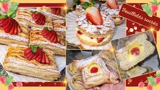 تشكيلة راقية ومقرمشة بالعجينة المورقة 😋 نساو المخبزات، وجدو كلشي بيديكم 👍 #feuilletés_sucrés
