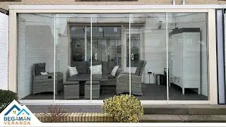 Cr&egrave;me wit glazen schuifwand 5stuk glass