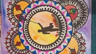 Makar sankranti drawing| Happy makar sankaranti 2022| Kite festival Drawing| Kite drawing