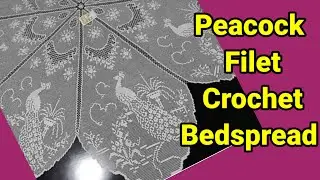 Filet #crochet peacock tablecloth for table part 3