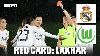 RED CARD!: Lakrar leaves Real Madrid with 10 players vs. Wolfsburg | UEFA Women&rsquo;s Champions League