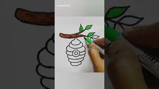 how to draw a bee hive | bee hive drawing easy | colour drawing | #drawing #painting #shorts #art