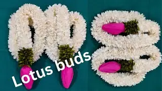 lotus buds hara | Lotus back drops | DIY |cloth Jasmine lotus garland | cloth lotus flower making