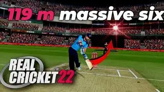 real cricket 22 biggest six 😲💥 119meter long six real cricket 22
