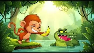 Clever Monkey Tricks Crocodile 🐵🐊 | Funny Kids Cartoon #cartoon #kidsanimation 