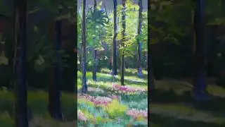 Pastel sec : Sous-bois fleuri