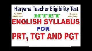 HTET 2017 Syllabus of  English For PRT,TGT and PGT