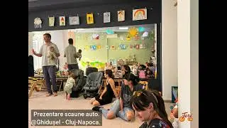 Prezentare scaune auto la centrul Ghidușel din Cluj-Napoca.