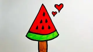 HOW TO DRAW A WATERMELON ICE CREAM / EASY TO DRAW FOR KIDS