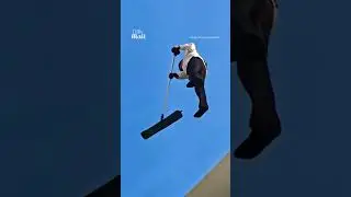 Cleaner appears to &lsquo;float&rsquo; mid-air