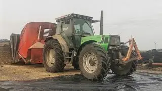 Koeien voeren met deutz fahr en trioliet triomix 1200