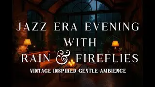 Rainy Jazz-Era Orangery &mdash; Low-Stimulation Ambient TV (4.5 hours) Fireflies & Rain Ambience 