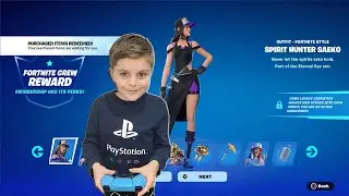 Buying My 10 Year Old Kid NEW Fortnite Crew Pack Skin With Free V-Bucks & Unlocking Free Skin Styles
