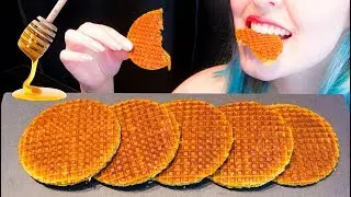 ASMR: Crispy & Sticky Honeycomb-Like Wafers | Syrup Filled Wafers ~ Relaxing Eating[No Talking|V] 😻