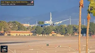 36 Knot (41.4 mph) wind gusts pushing Sands Aviation Boeing 737 upon Arrival in to LAS Vegas.