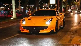 The Epic Supercar Nightlife in Cannes #5 - F12 TDF, Aventador SV Capristo, 458 Speciale,...