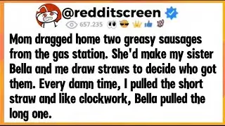 Mom dragged home two greasy sausages from the gas station. She'd make my sister Bella and me draw...