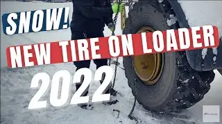 Wheel Loader Gets A New Set Of BKT Tires In The Snow