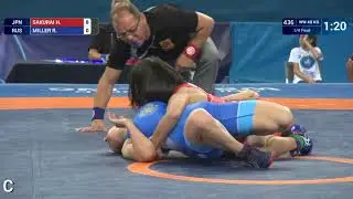 1/4 WW - 40 kg: H. SAKURAI (JPN) df. R. MILLER (RUS) by VSU, 10-0