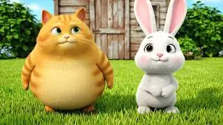 the great forage fat cat and rabbit hunt for food together!_Funny Fat Cat