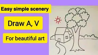 Use simple trick and easy draw tree and house step by step, pencil drawing is here, ship,birds 