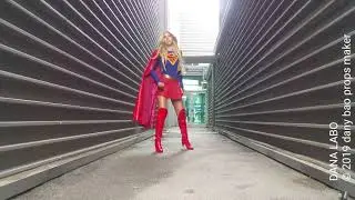 DANA LABO walking in supergirl kara costume replica spandex leather boots overknee