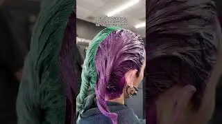 green and purple split dye hair for when you can&rsquo;t just pick one hair color!! #greenhair #purplehair