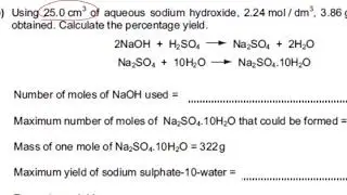 IGCSE chemistry- Percentage purity/percentage yield correction of past paper questions