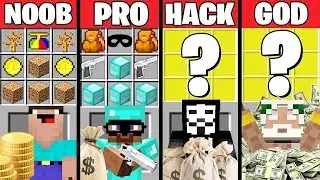 Майнкрафт Битва: ОГРАБЛЕНИЕ БАНКА КРАФТИНГ ЧЕЛЛЕНДЖ - НУБ vs ПРО vs ХАКЕР vs БОГ Minecraft Анимация