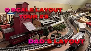 O scale layout tour #3 | Dad made his layout big again!  31 car CSX coal train with lots of power