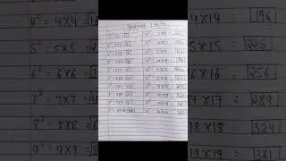 Squares 1 to 20 👍👍👍#maths #square