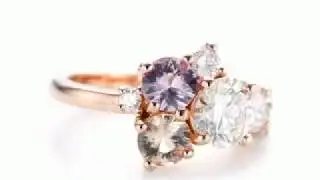 Custom Cluster Set Diamond and Sapphire Engagement Ring