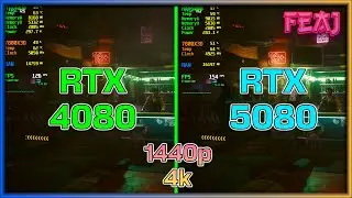 Сравнение RTX4080 и RTX5080 в Cyberpunk 2077 в разрешениях 1440p и 4k