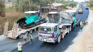 The Largest Asphalt Paving Equipment in the World in Full Operation by Road Construction Technology