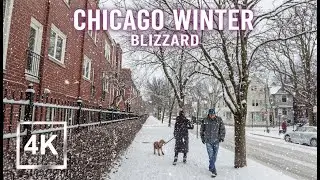 |4K| Walking on Fresh Snow in Chicago - West Lakeview Neighbourhood - Binaural - ASMR - USA - 2023