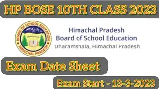 HP BOSE 10TH CLASS 2023 EXAM TIME TABLE DATE SHEET #DATESHEET #hpbose