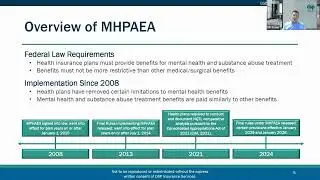 An Overview and Timeline of MHPAEA