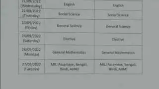 Half Yearly Exam Routine 2022 - Class IX- X - Hojai District