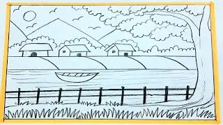 Beautiful Scenery Drawing Easy with pencil Tutorials / Wow Nature Drawing / Landscape Drawing Easy 