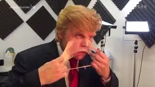 Johnny Depp Tears off donald Trump Mask. Depp Gives Trump the bird