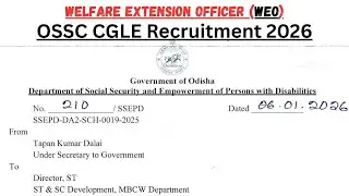OSSC CGLE WEO Recruitment 2026//OSSC WEO Recruitment 2026//OSSC CGLE Exam Date//Upcoming Odisha job