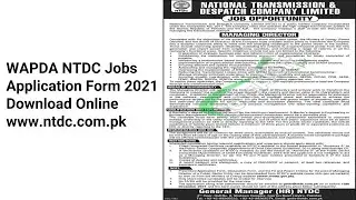 WAPDA NTDC Jobs Application Form 2021 Download Online www.ntdc.com.pk